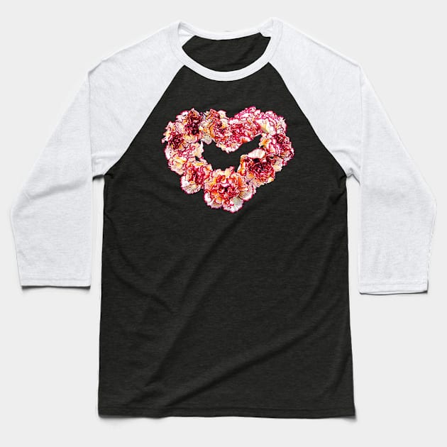 Carnations - Carnation Heart Baseball T-Shirt by SusanSavad